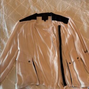 Amanda + Chelsea Cream Utility Jacket with Black Trim